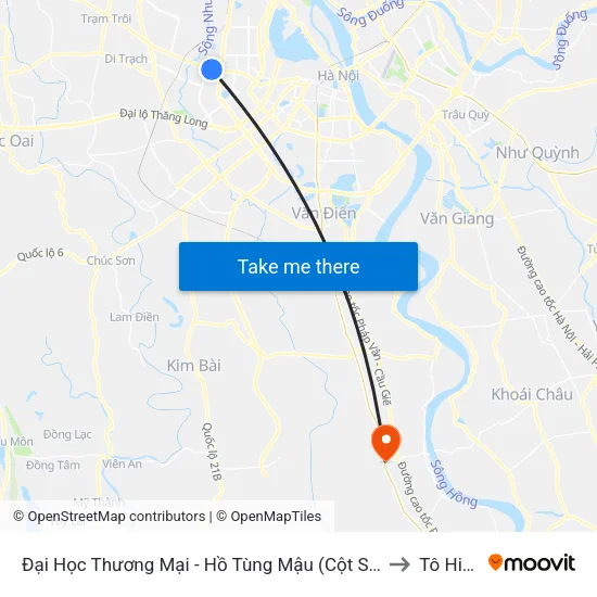 Đại Học Thương Mại - Hồ Tùng Mậu (Cột Sau) to Tô Hiệu map