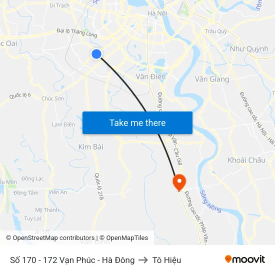 Số 170 - 172 Vạn Phúc - Hà Đông to Tô Hiệu map