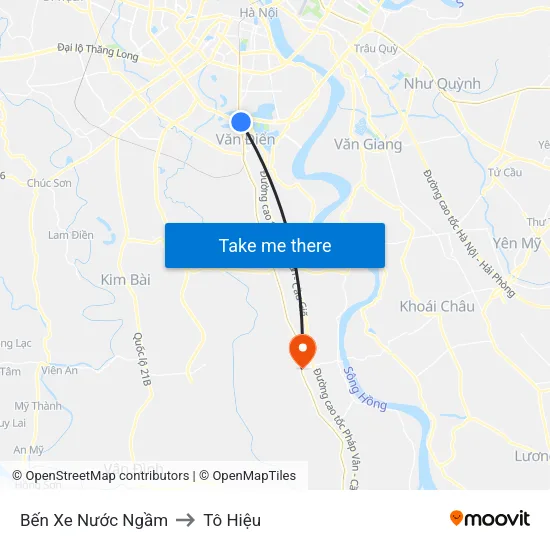 Bến Xe Nước Ngầm to Tô Hiệu map