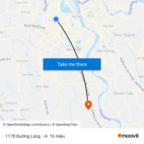 1178 Đường Láng to Tô Hiệu map