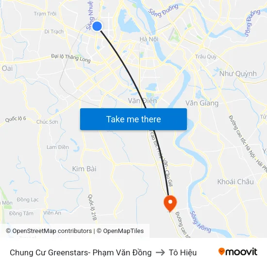Chung Cư Greenstars- Phạm Văn Đồng to Tô Hiệu map
