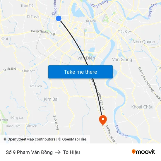 Số 9 Phạm Văn Đồng to Tô Hiệu map