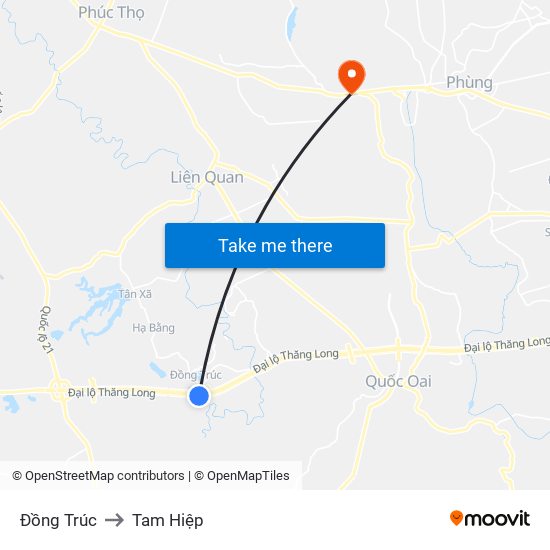 Đồng Trúc to Tam Hiệp map