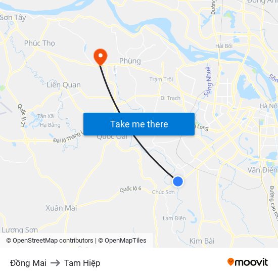 Đồng Mai to Tam Hiệp map