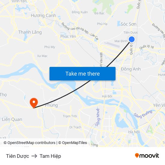 Tiên Dược to Tam Hiệp map