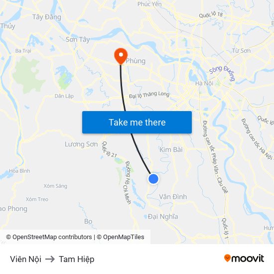 Viên Nội to Tam Hiệp map