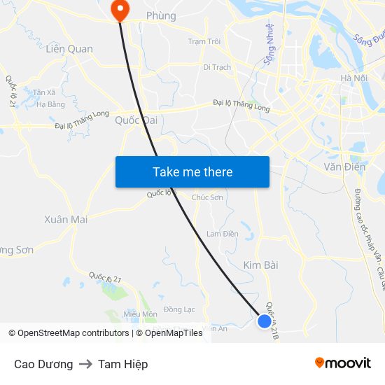 Cao Dương to Tam Hiệp map