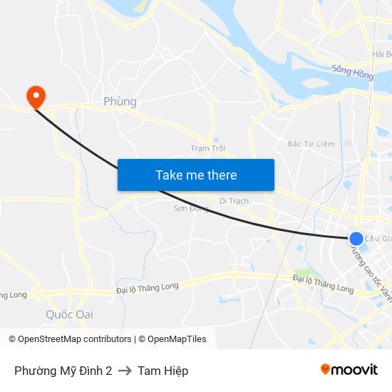 Phường Mỹ Đình 2 to Tam Hiệp map