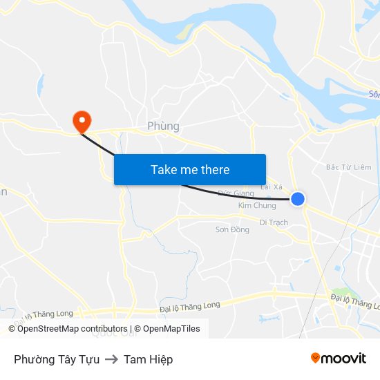 Phường Tây Tựu to Tam Hiệp map