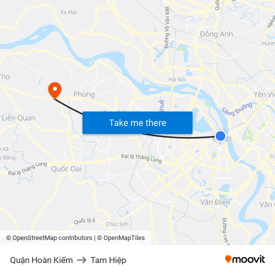 Quận Hoàn Kiếm to Tam Hiệp map