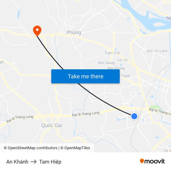 An Khánh to Tam Hiệp map