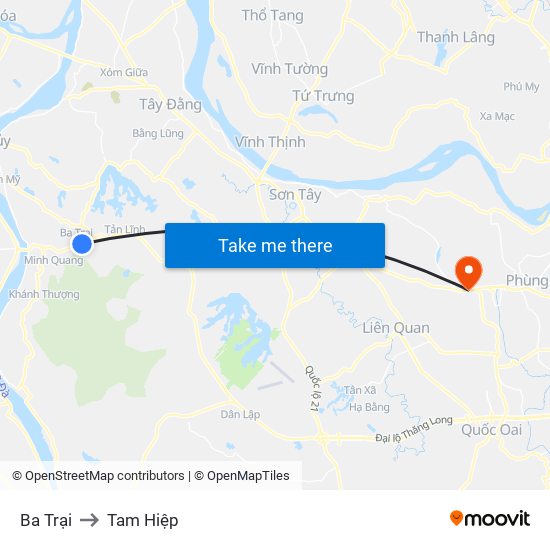 Ba Trại to Tam Hiệp map