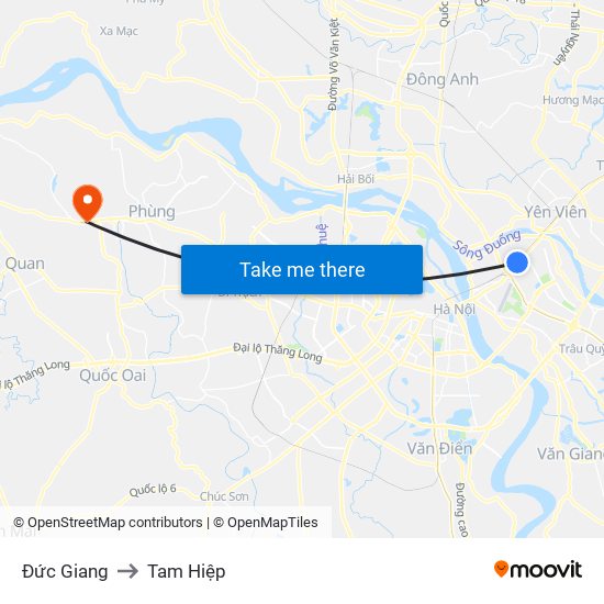 Đức Giang to Tam Hiệp map