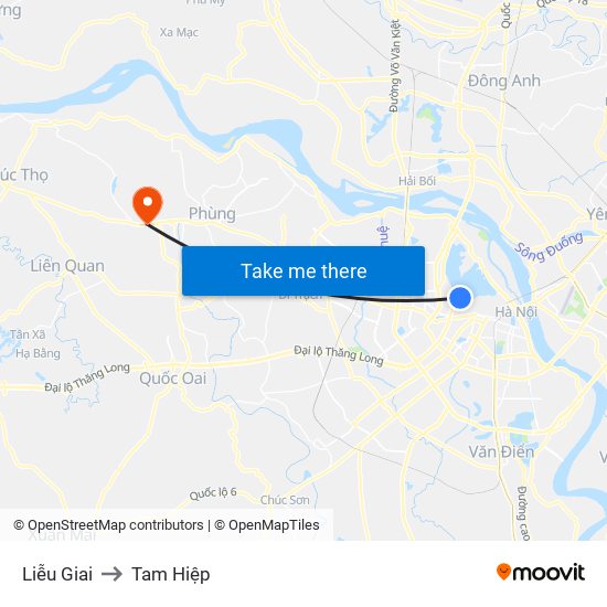 Liễu Giai to Tam Hiệp map