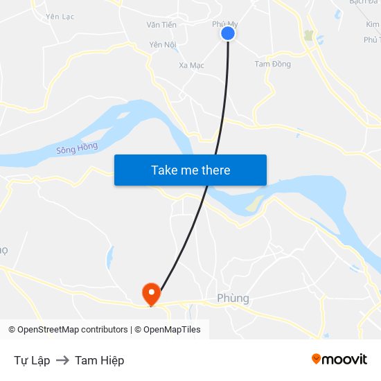 Tự Lập to Tam Hiệp map