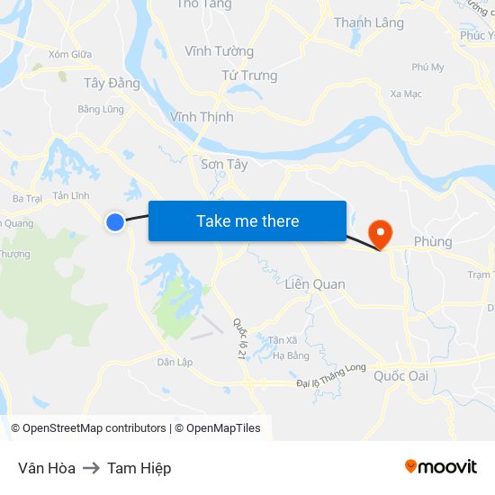 Vân Hòa to Tam Hiệp map