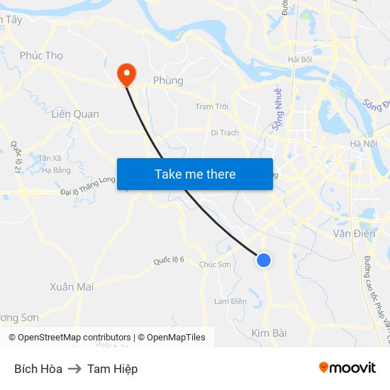 Bích Hòa to Tam Hiệp map