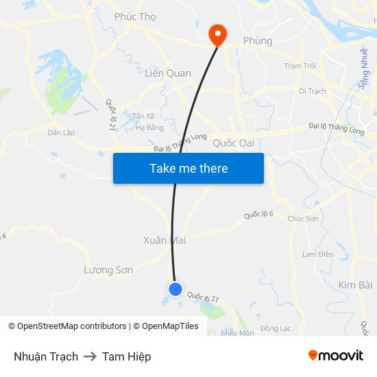 Nhuận Trạch to Tam Hiệp map