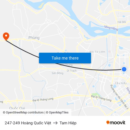 247-249 Hoàng Quốc Việt to Tam Hiệp map