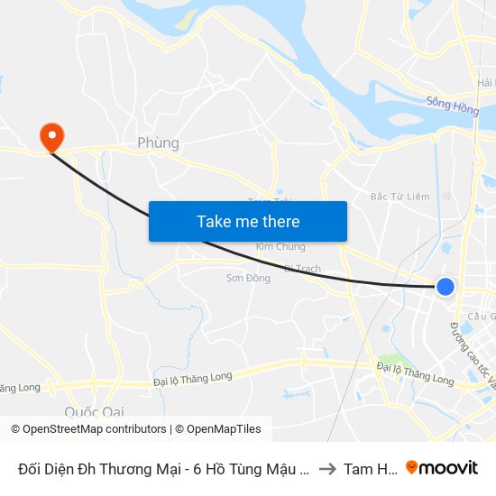 Đối Diện Đh Thương Mại - 6 Hồ Tùng Mậu (Cột Sau) to Tam Hiệp map