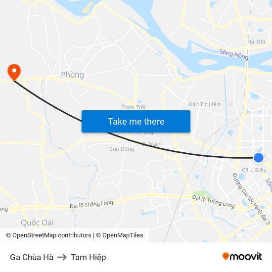 Ga Chùa Hà to Tam Hiệp map