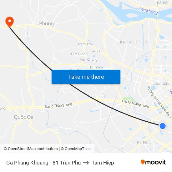 Ga Phùng Khoang - 81 Trần Phú to Tam Hiệp map