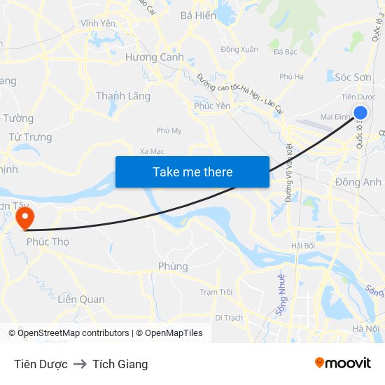 Tiên Dược to Tích Giang map