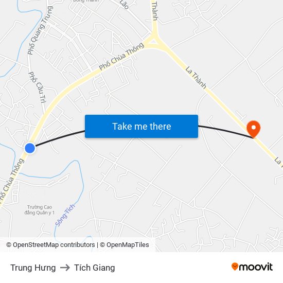 Trung Hưng to Tích Giang map