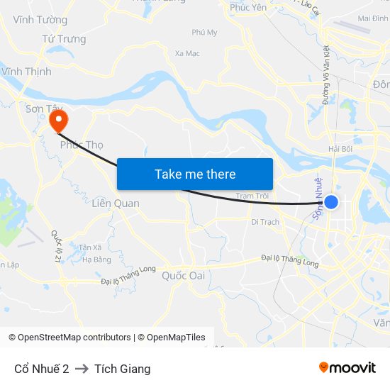 Cổ Nhuế 2 to Tích Giang map