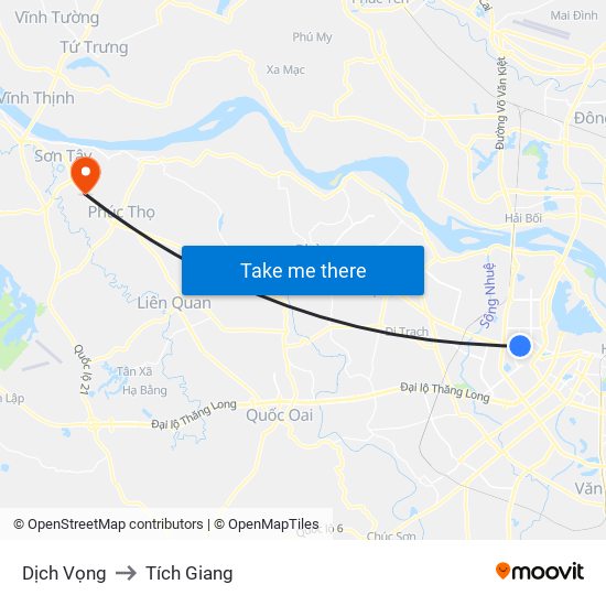 Dịch Vọng to Tích Giang map