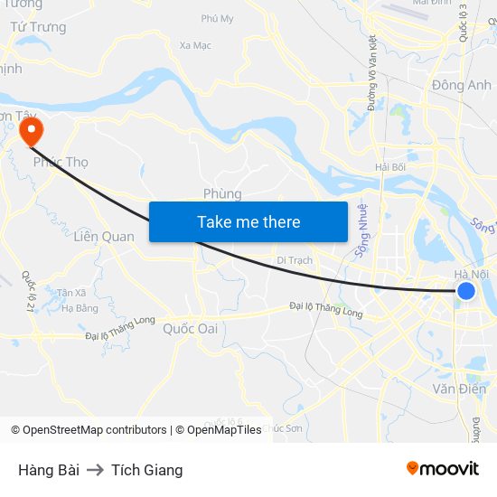 Hàng Bài to Tích Giang map