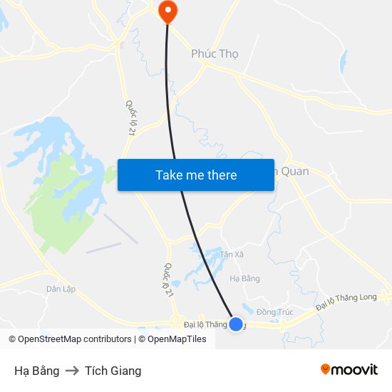 Hạ Bằng to Tích Giang map