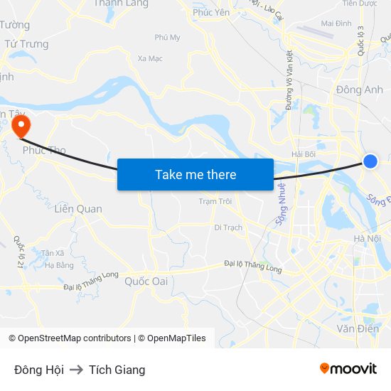 Đông Hội to Tích Giang map