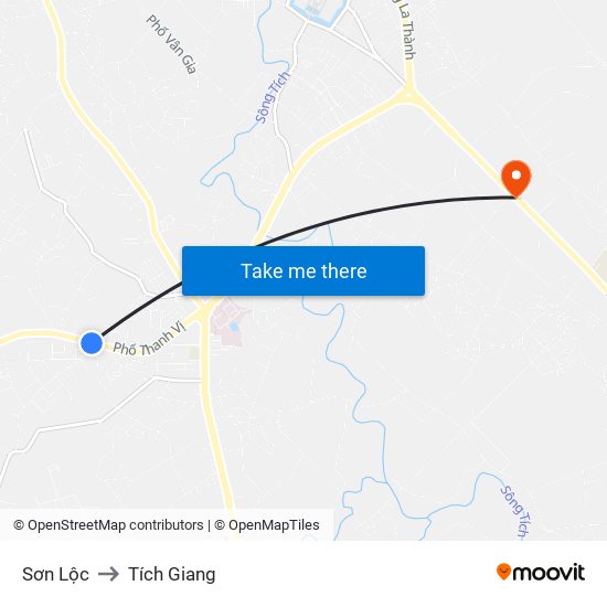 Sơn Lộc to Tích Giang map