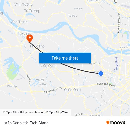 Vân Canh to Tích Giang map