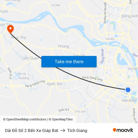 Dải Đỗ Số 2 Bến Xe Giáp Bát to Tích Giang map