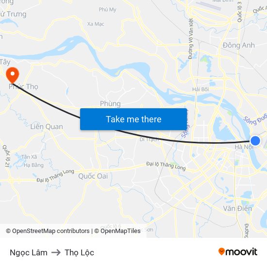 Ngọc Lâm to Thọ Lộc map