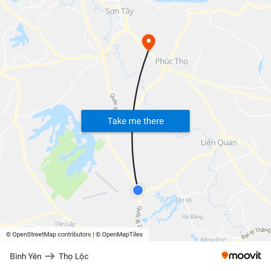 Bình Yên to Thọ Lộc map