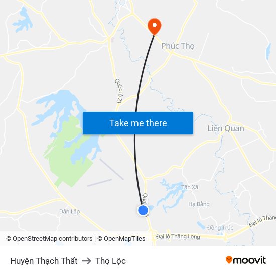 Huyện Thạch Thất to Thọ Lộc map