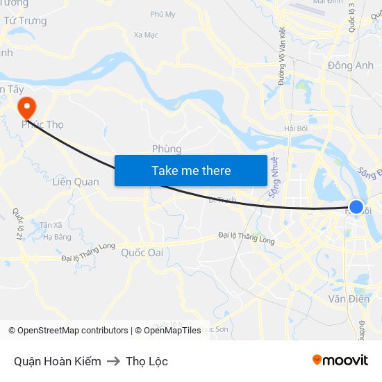 Quận Hoàn Kiếm to Thọ Lộc map