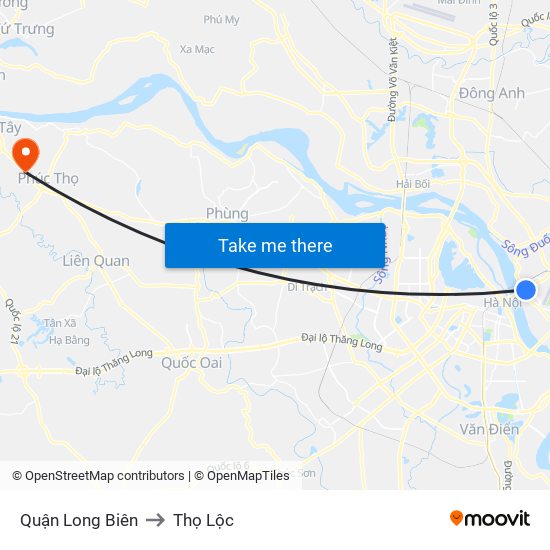 Quận Long Biên to Thọ Lộc map