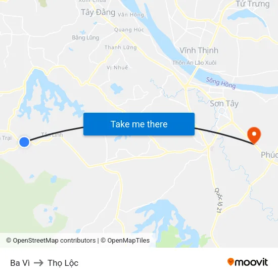 Ba Vì to Thọ Lộc map
