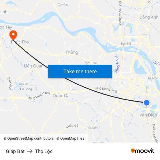 Giáp Bát to Thọ Lộc map