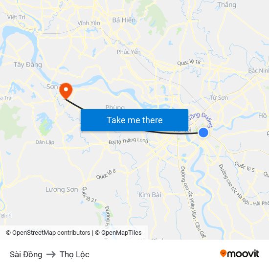 Sài Đồng to Thọ Lộc map
