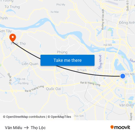Văn Miếu to Thọ Lộc map