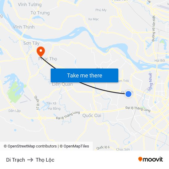 Di Trạch to Thọ Lộc map