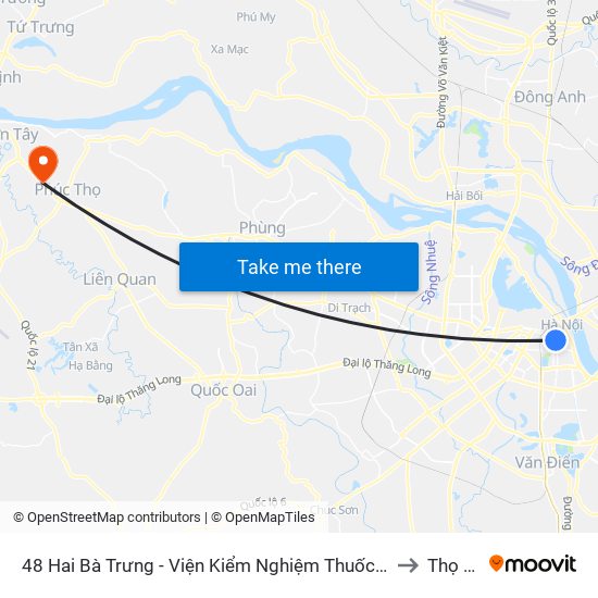 48 Hai Bà Trưng - Viện Kiểm Nghiệm Thuốc Trung Ương to Thọ Lộc map