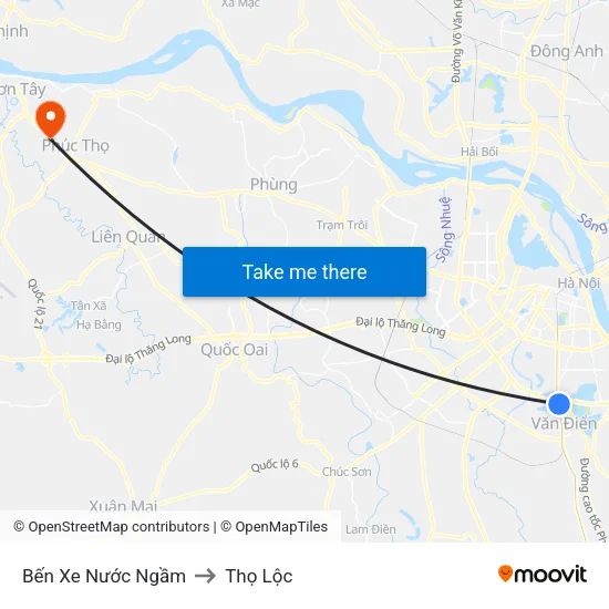 Bến Xe Nước Ngầm to Thọ Lộc map