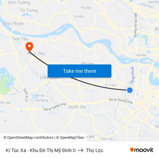 Kí Túc Xá - Khu Đô Thị Mỹ Đình II to Thọ Lộc map