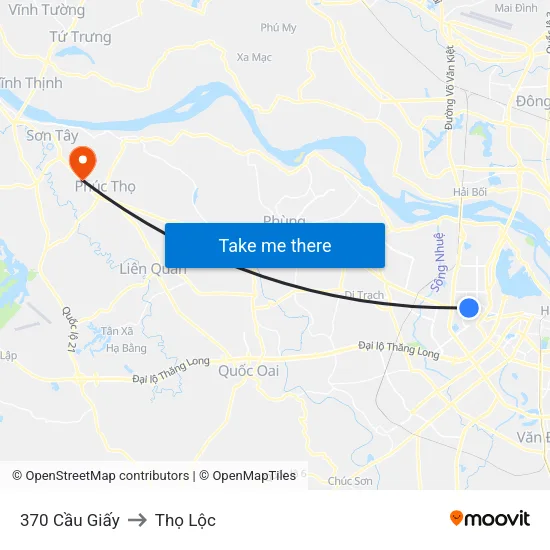 370 Cầu Giấy to Thọ Lộc map